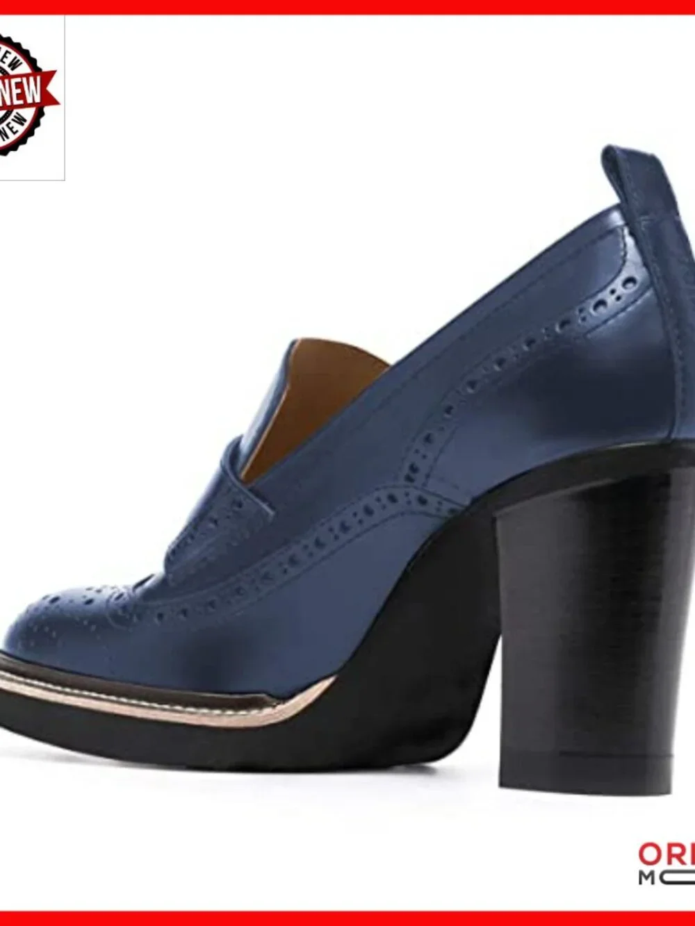 Chunky High Heel Oxford Loafers, Round Toe, Vegan Leather, Size 4-15